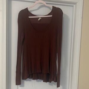 We The Free Women's Long Sleeve Scoop Neck Top - Brown